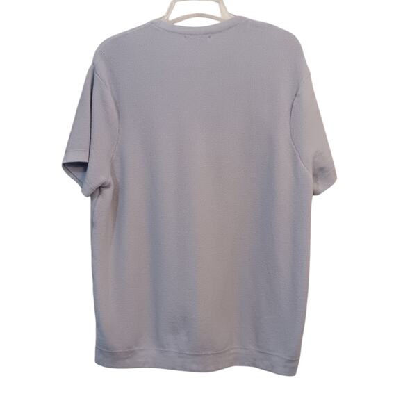 ZARA Textured Knit 2 Piece Set Pants Short Sleeve Top Size L Stretch Blue Purple - Picture 5 of 14